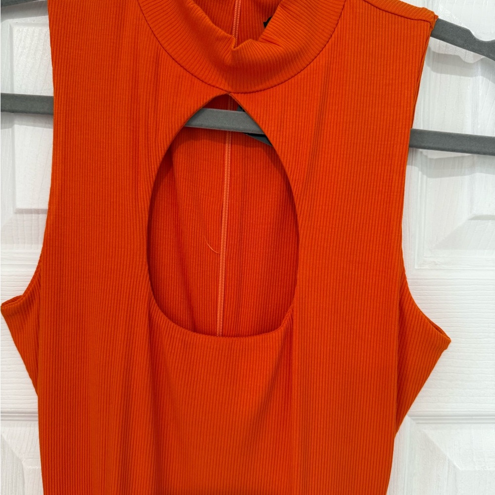 Naked Wardrobe Orange Halter Sheath Dress - Picture 3 of 4